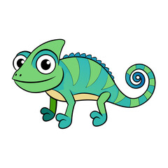 Creative Vector Style Chameleon on White Background