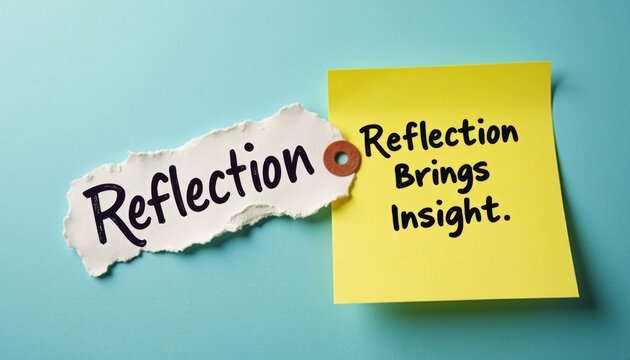Reflection Concept on Paper and Sticky Note for Personal Growth