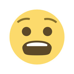 A yellow emoji face with wide open mouth and eyes showing shock or surprise on a white background