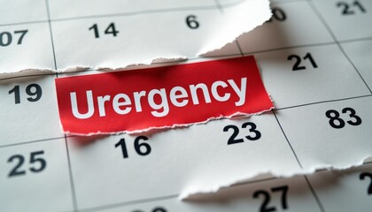 Urgency Concept Represented on a Torn Calendar Page Highlighting Deadline