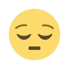A yellow emoji face with closed eyes and a straight mouth expressing contemplation or disappointment mood