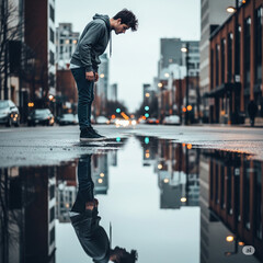 Fototapeta premium man walking in the city