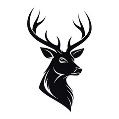 Majestic Silhouette A Dark and Elegant Stag Head Design on transparent background