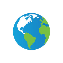 World Globe Icon In Flat Vector Style On White