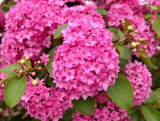 Fototapeta premium Vibrant Pink Flower Clusters in Full Bloom