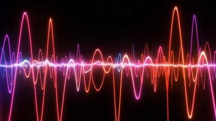 Vibrant Neon Sound Wave on Black Background - Powered by Adobe