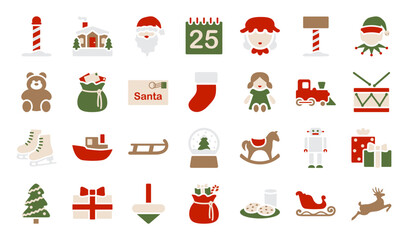 A set of north pole Santa's workshop themed icons
