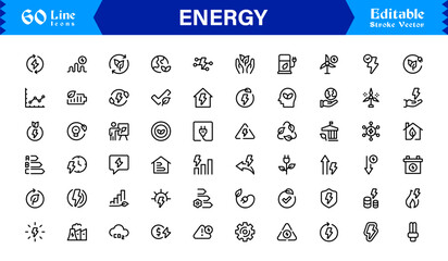 Versatile Energy Icon Collection for Modern Design. Fuel innovation with this dynamic vector set.