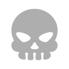Simple gray skull with empty eye sockets and a triangular nose on a white background illustration