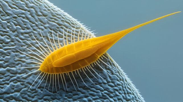 A caudal fin from a cole tang, magnified for effect. Ctenocephalus strigosus, a species found only in isolation