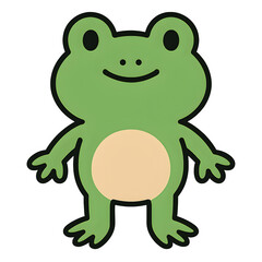 Obraz premium Cartoon frog character with a smiling face and green body 