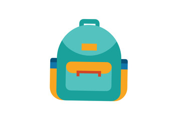 Backpack With Zipper Pockets In Cartoon Vector On White