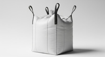 Industrial big-bag slightly bulging on a white seamless backdrop