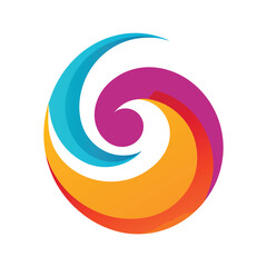 Abstract Swirl Shape In Colorful Vector On White