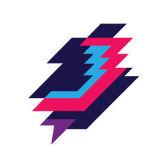 Abstract Glitch Element In Vector Style On White