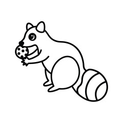 Fototapeta premium Raccoon sneaking a Christmas cookie in a playful holiday scene line art vector illustration