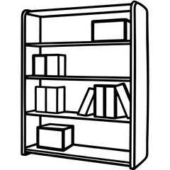 Vintage Wooden Bookshelf Illustration Vector