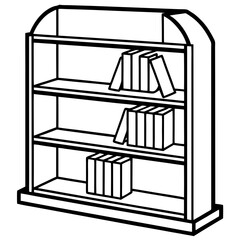 Vintage Wooden Bookshelf Illustration Vector