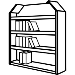 Vintage Wooden Bookshelf Illustration Vector