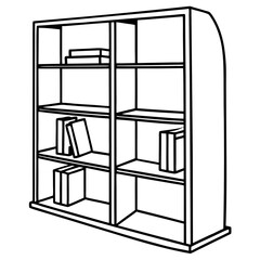 Vintage Wooden Bookshelf Illustration Vector