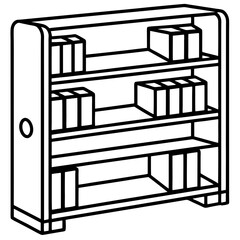 Vintage Wooden Bookshelf Illustration Vector