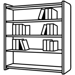 Vintage Wooden Bookshelf Illustration Vector