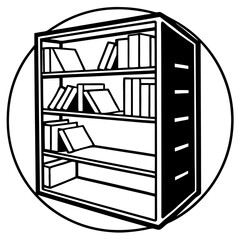 Vintage Wooden Bookshelf Illustration Vector