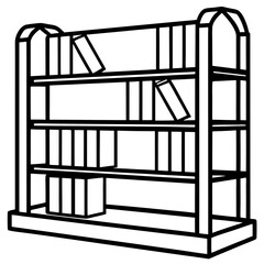 Vintage Wooden Bookshelf Illustration Vector