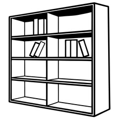 Vintage Wooden Bookshelf Illustration Vector