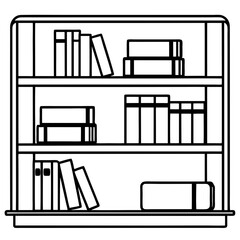 Vintage Wooden Bookshelf Illustration Vector