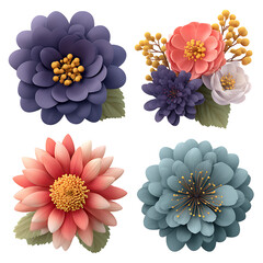 set of vector flowers