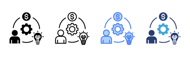 Business Model icon sheet multiple style collection