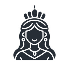 Princess or queen flat icon. Isolated vector illustration