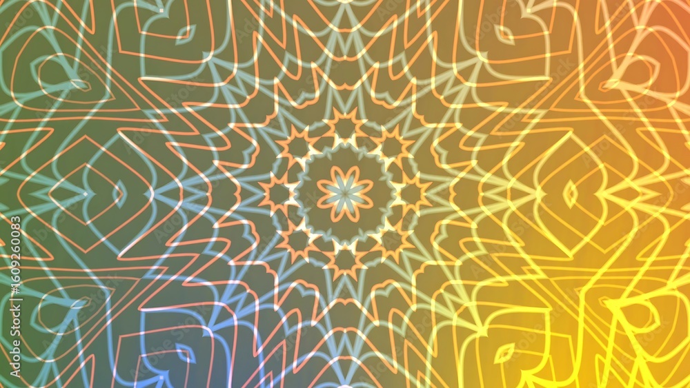 Poster ombre a vibrant twist intricate geometric pattern with a mesmerizing kaleidoscope effect and radiant