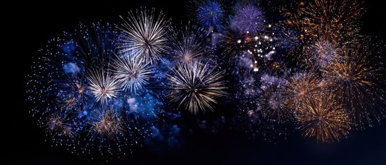 Fototapeta premium The Vibrant Fireworks Illuminate the Night Sky in a Colorful Display
