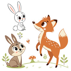 set of cartoon animals