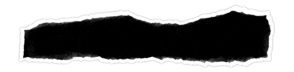 Realistic torn paper edge. Ripped black paper mockup isolated on transparent background. Piece of...