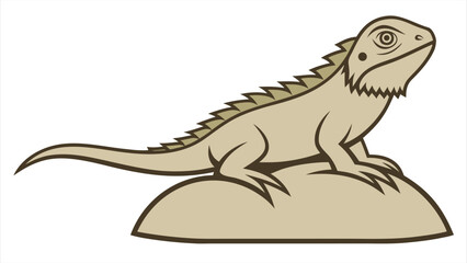 Obraz premium Flat silhouette of a bearded dragon on rock earth.