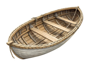 Wooden Rowboat A Detailed View on transparent background