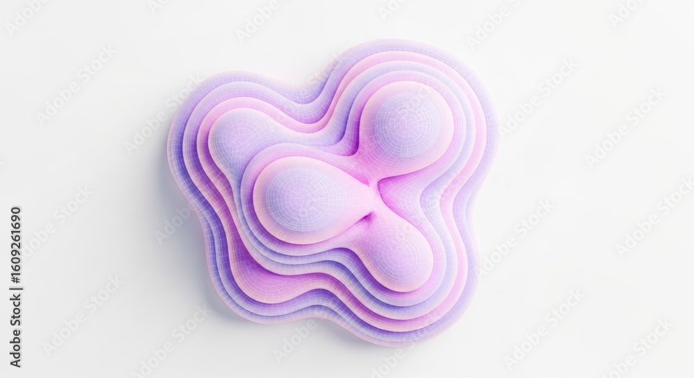 Aufkleber 3d rendered organic blob shape with gradient layers and wireframe detailing