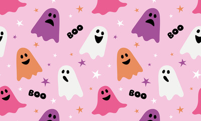 ghost halloween, cute seamless pattern, decoration for fabric, textile, clothing, wrapping paper, wallpaper, cover, autumn event, vector