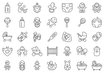 baby equipment set icon clothes and toys