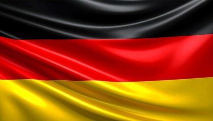 Naklejka premium Close-up of the German flag, black, red, and gold stripes billowing in the wind, showing fabric texture