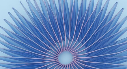 Obraz premium Abstract Blue Petals, Concentric Circular Arrangement on Light Blue Backdrop, Radial