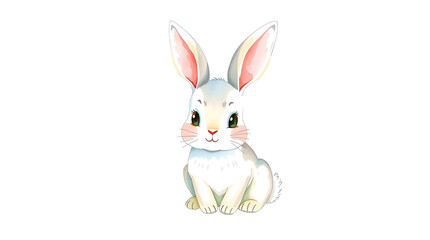 Fototapeta premium Adorable Bunny Portrait: An enchanting illustration of a cute bunny rabbit, its soft fur, big eyes, and endearing features radiate charm and playfulness. Capturing a friendly and innocent creature.