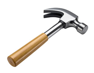 Isolated hammer tool construction carpentry wood on transparent background