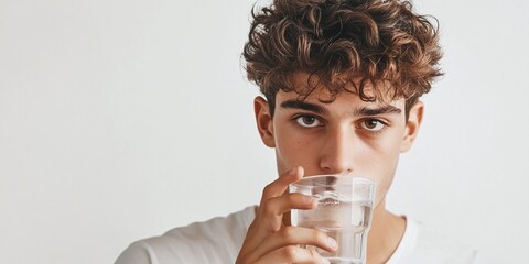 man drinking water