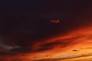 Sunset clouds in the sky in summer evening