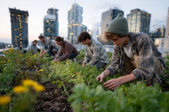 Urban rooftop garden unites youth for hands-on gardening
