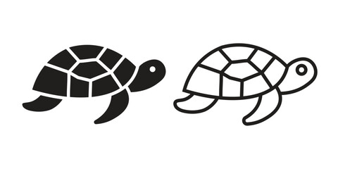 turtle flat and line icon.